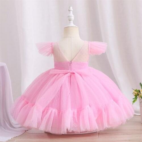 Girls Kids Flower Lace Princess Dress For 4 5 6 7 8 9 10 Year Children Elegant Party Tutu Prom Gown Wedding Evening Pageant Gown