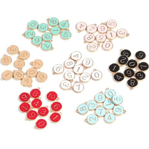 DoreenBeads Fashion Colorful Charms Number "0-9" Gold Color Mixed Enamel DIY Necklace Jewelry 14mm x 12mm, 1Set ( 10 PCs/Set)