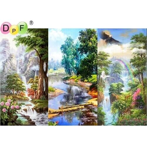 DPF 5D Full Round Diamond Painting Landscape Magic Cube Cross Stitch Art Crafts DIY Diamond Embroidery Mosaic Home Decor Gift