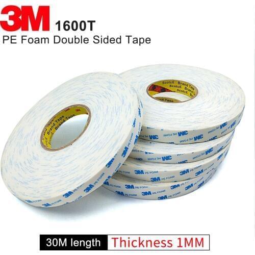 3M 1600T Double Sided Foam Tape white color,Waterproof Double-Sided Self Adhesive PE Foam Tape Size 15mm*30m 10rolls/lot