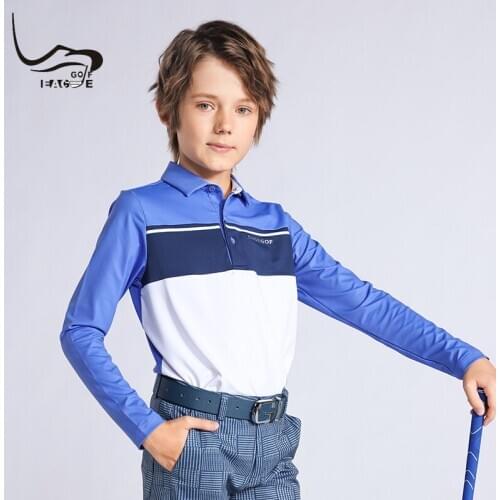 EAGEGOF Boys Long Sleeve T-shirt Fashion Children golf Polos High-end sportswear Coolpass technical fabric