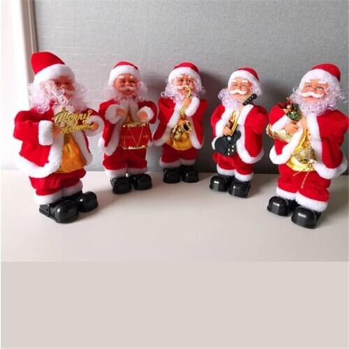 Electric Christmas Gifts Dancing and Singing Childrens Toy Blowing Saxophone Playing Guitar Music Santa Claus Decoration