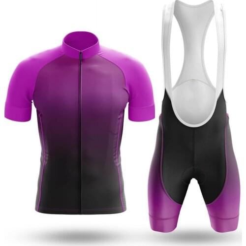 Violet Gradient Cycling Jersey Set Sport Team Bike Men Clothing Quick Dry Summer Sleeve Cycling Road Ride Shirt Bib Short Gel