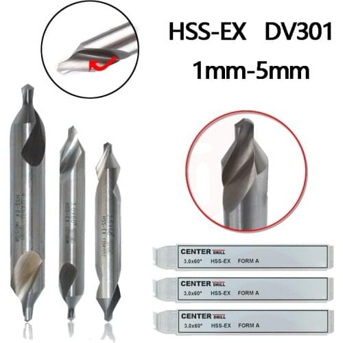 HSS-EX Center Drill DV301 1.0 1.5 2.0 2.5 3.0 4.0 5.0mm For Centering And Chamfering Of General Materials 100% Original 5Pcs