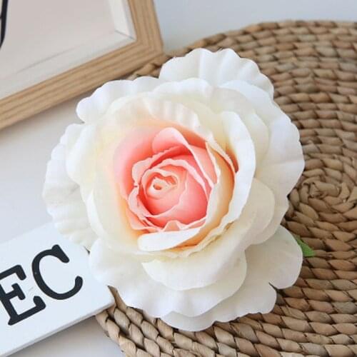 Pink Artificial Flowers Silk Rose Head DIY Wedding Home Decoration Scrapbook White Peony Fake Flower Wall Decor Accessories