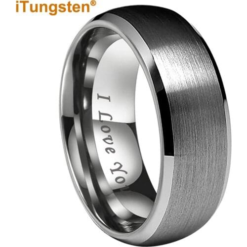 8mm Mens Tungsten Carbide Rings Wedding Bands Pipe Cut with Brushed Finish comfort fit