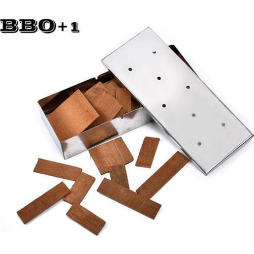 Wood Chip Smoker Box 304 Stainless steel Cold Smoke Generator BBQ Gas Grill Smoker Box with Lid Barbecue Accessories Cook Tools
