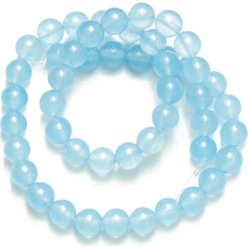 Wholesale Blue Aquamarines Natural Stone Round Loose Beads 4 6 8 10 12 14mm for Jewelry Making DIY Bracelet Accessories
