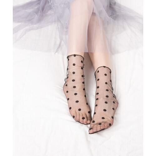 Summer Sexy Retro Lace Floral Mesh Women Girl Socks Elastic Fashion Lady Soft Short Female Crystal Silk Ultrathin Sock New