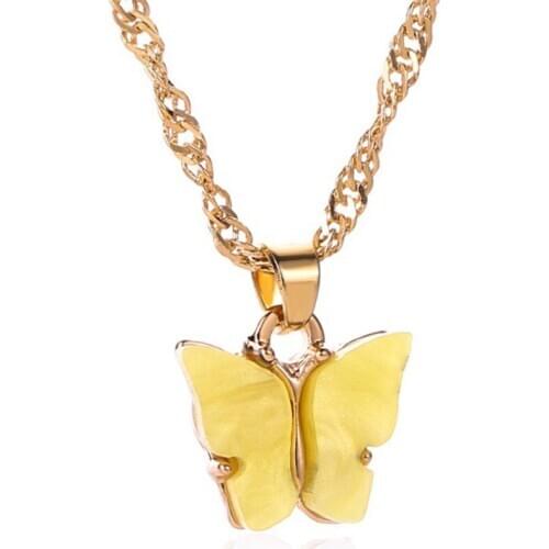 Fashion Wild Sweet Butterfly Shaped Clavicle Necklace Inlay Fashion Jewelry Pendants Women Girls Pendants Necklaces