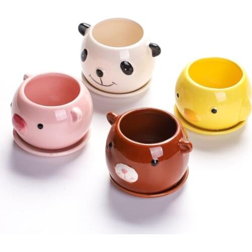 Planters Cartoon Ceramic Lightweight Breathable Minimalistic Fleshy Plants Personality Flowerpots Succulents Pots Office Decor