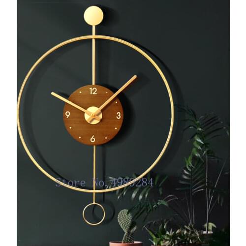 Clock Wall Clock Metal Simplicity Pendulum Background Wall Decoration Modern Home Living Room Hanging Time Display Design