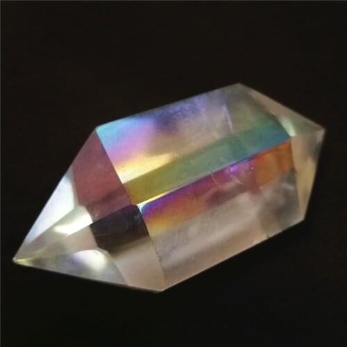 Natural Titanium Rainbow Aura double wand points quartz crystals clear natural stones and minerals healing decoration for Gift