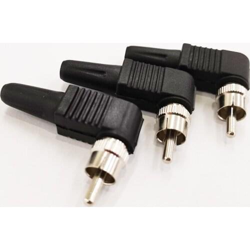 NCHTEK RCA Male Plug Right Angled Solderless Solder-less Cable Adapter Connector For CCTV Audio. plastic/Free shipping/20PCS