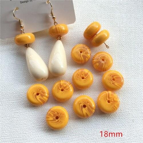 New stye 50pcs/lot 18mm color print geometry abacus beads shape resin straight hole bead diy jewelry earring/bracelet accessory