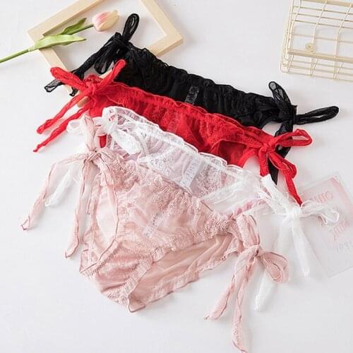 Sexy Women Panties Lace Seamless G String Girls Underwear Thin Briefs Adjustable Transparent Thong Exotic Girls Intimates