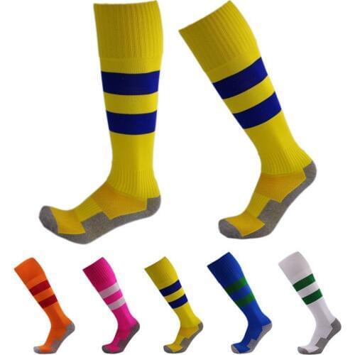 Sport Socks Kids Football Soccer Socks Above Knee Tube Durable meias Stripe Children Futbol Knee High Athletic Socks Terry Color