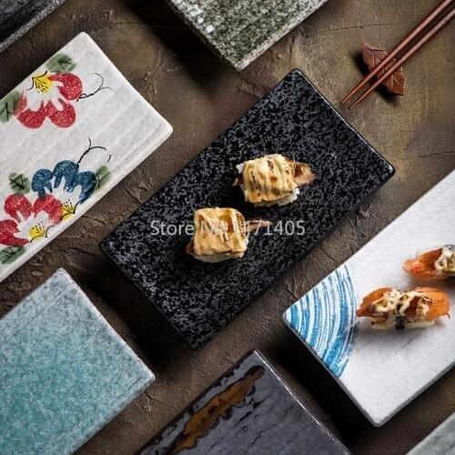 Japanese Ceramic Sushi Plate Sashimi Plate Dumpling Plate Dinner Plate Dessert Plate Creative Personality Tableware