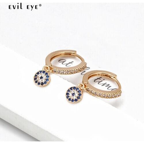 EVIL EYE Blue Zircon Charm Drop Earrings Copper Gold Silver Color Small Dangle Earrings Fashion Jewelry for Women Girls BE20