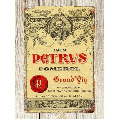 Super durable Wine tin Signs Vintage Wall Decoration bar Cafe Kitchen Manhole Garage Home Decoration Chateau Petrus Sign 8x12