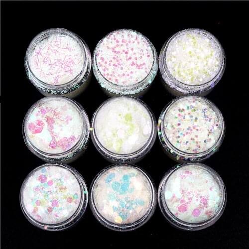 10ml/jar Holographic Nail Glitter Powder Transaprent Nail Art Pigment Flakes Sequins Paillette Tips for Gel Nails Decorations