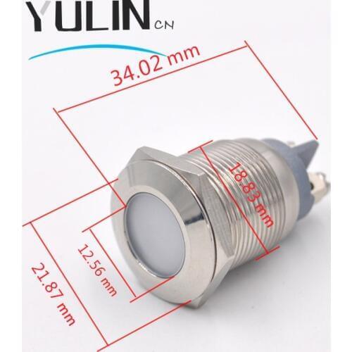 19mm Metal LED Pilot Panel Dash Signal Indicator Warning light with Screw Terminal Brass Chrome Finish Car Boat Marine