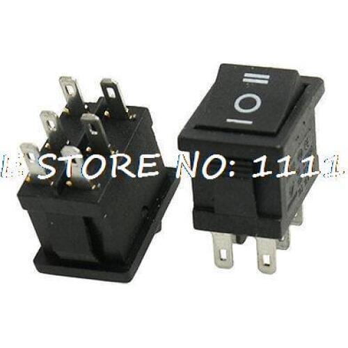 2 Pcs 6 Pin on-off-on DPDT Panel Mount Boat Rocker Switches 250V/6A 125V/10A AC