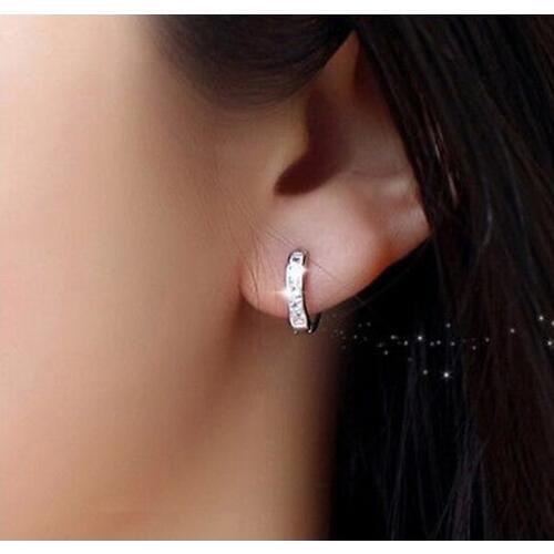 2 pieces/set bride Wedding Earring silver Color jewelry Crystal Luxury Stud Earrings For Women Gift