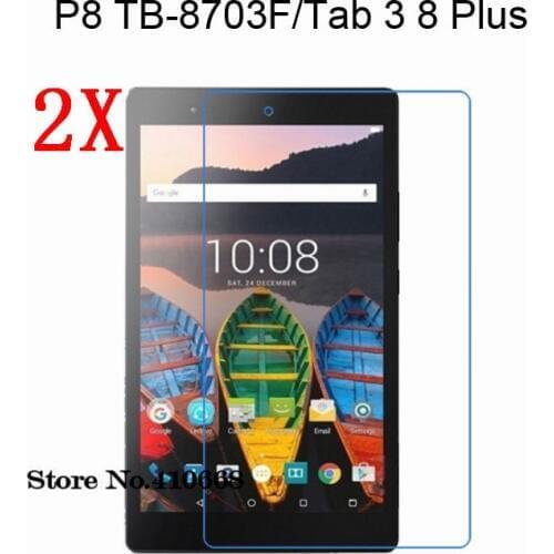 2Pcs/Lot Clear Glossy Screen Protector Protective Film For Lenovo TAB3 8 Plus 8703 TB-8703 (Tab 3 8 Plus) + Cleaning Cloth