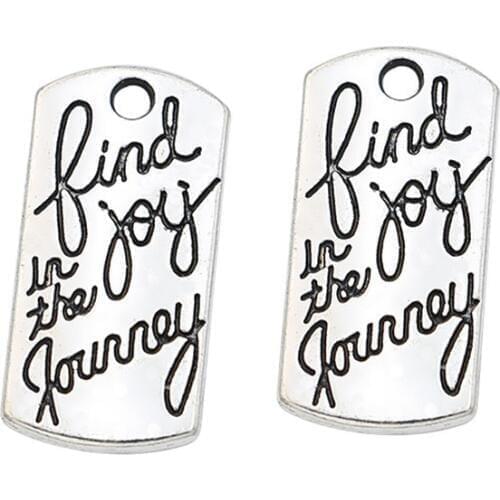 20pcs Antique Silver Plated Find Joy in the Journey Charms Pendants for Necklace Jewelry Making DIY Handmade Craft 20x10mm