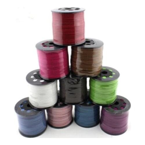 3mm x1.5mm 100 meter mixed black brown Faux Flat Suede velvet Lace Leather Cord Jewelry DIY Rope j2556 Jewelry accessories