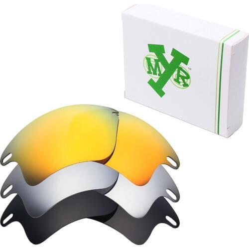 3 Pairs Mryok POLARIZED Replacement Lenses for Oakley Fast Jacket XL Sunglasses Stealth Black & Fire Red & Silver Titanium