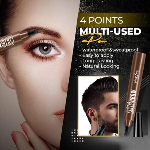 4 Points Multi-Used Pen Eyebrow Beard Filling Pen Kit Barber Pencil Waterproof & Sweat Proof Facial Repair Tool