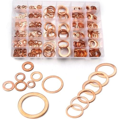 568Pcs M6-M28 Copper Sealing Solid Gasket Washer Sump Plug Oil For Boat Crush Flat Seal Ring Tool Hardware Accessories Pack New