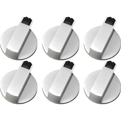 Stoves Cooker Knobs,Oven Knob 6pcs,Zinc alloy 6mm Universal Silver Gas Stove Control Knobs Adaptors Oven Rotary Switch Cooking S