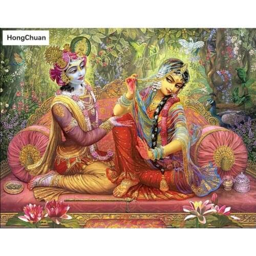 5D DIY Rhinestone Full Square/Round Diamond Painting Indian Woman "Abstract Colorful" Cross Embroidery Mosaic Color Artist