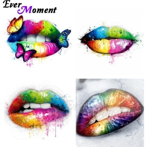 Ever Moment Diamond Painting New Arrivals 5D Lip Full Square Diamond Mosaic Butterfly New Arrivals Diamond Embroidery ASF2100