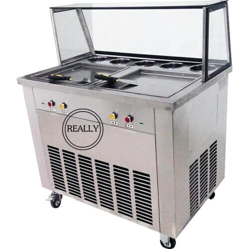 Free ship CE approved 220V 50hz 60hz flat pan freezing ice cream machine frying ice cream machine fried ice cream roll machine