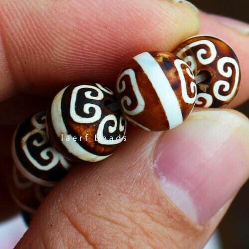 10mm Brown DZI beads Tibet Round Agate stone DIY Pendant Loose Beads 7.5"