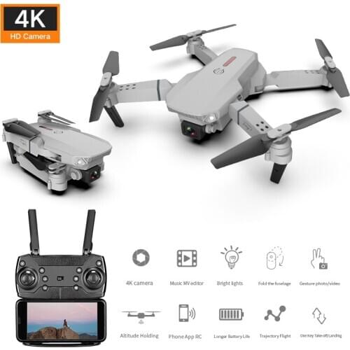 Drone 4k E88 Pro Dual Camera Visual Positioning Rc Quadcopter 1080P HD WiFi Fpv Height Hold Foldable Wide-angle Airplane Drone