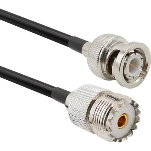 UHF SO-239 PL-259 Female to BNC Male LMR195 Extension Cable SO-239 to BNC Connector for Hamdheld Ham Radio Antenna Scanner