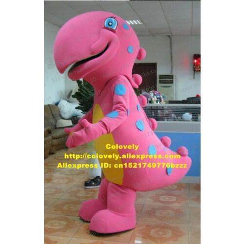 Dinosaur Dino Tyrannosaurus Iguanodon Mascot Costume Fancy Dress With Blue Round Spot Round Yellow Belly Short Legs No.6153