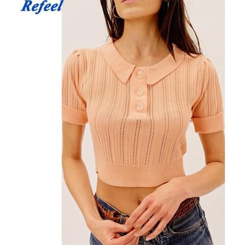 Womens Short Sleeve Tank Top New Casual Crop Top Summer Camis Clothes For Women Sexy Hollow Out Kawaii Knittied Tops