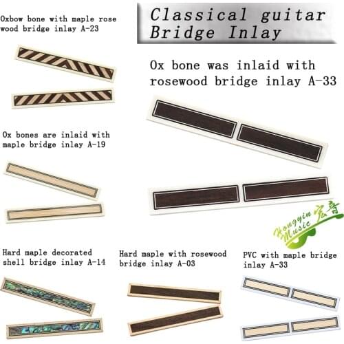 Guitar Bridge Under Code Decorative Applique For Classical Guitar Pure Bone Inlaid Colorful Shell/Maple/Rosewood 80mm*12mm*1.5mm