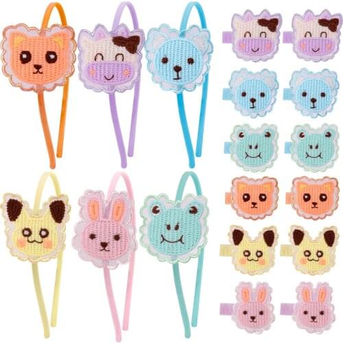 Candygirl Cute Cartoon Animals Hair Clips Set Iittle Girl Side Clip BB Hairpin Headband Lace Sweet Hair Accessories
