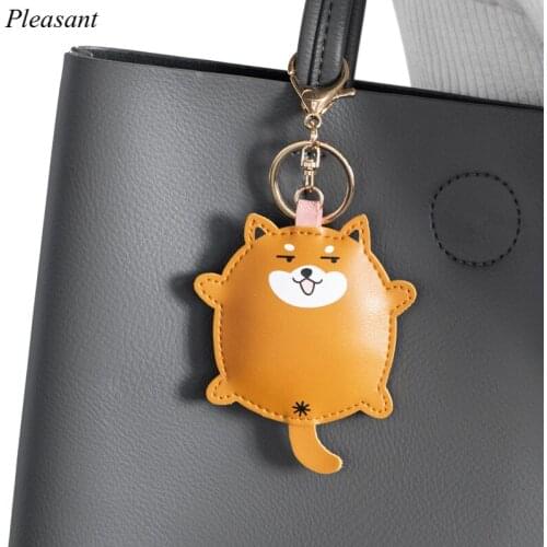 New Cartoon Animal Dinosaur Puppy PU Leather Car Keychain Pendant Cute Bag Ornament Creative Gift