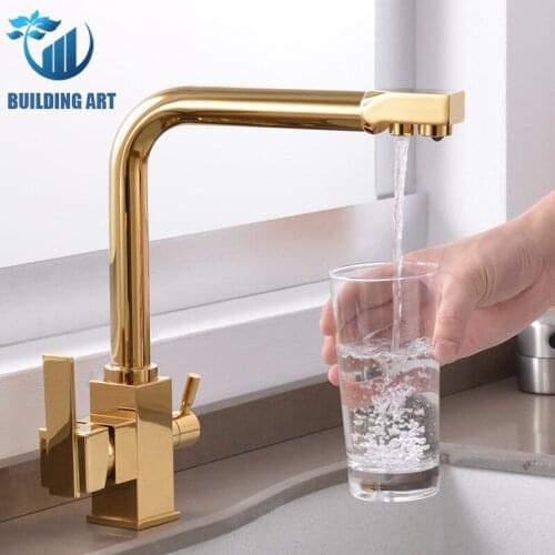 Brass Kitchen sink Faucet Fliter Kitchen Faucet Tap Design 360 Degree Rotation Water Purification tap Dual Handle Kitchen Faucet