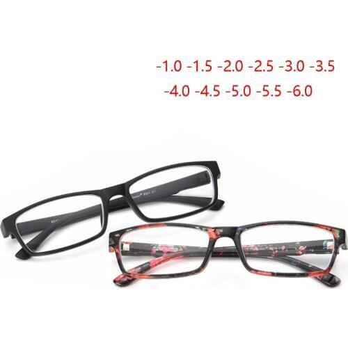 Womens Mens Flower Legs Square Myopia Glasses Finished PC Frame Vintage Minus Sun Glasses Prescription -1.0 -1.5-2.0 To -6.0