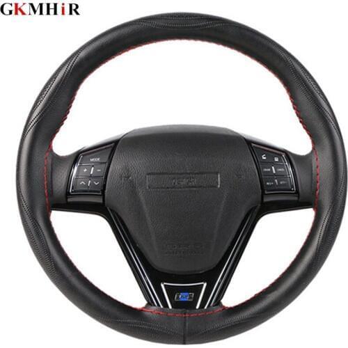 38cm Steering Wheel Covers DIY Anti-wear Steering Wheel Covers Soft Leather Braid With Needle and Thread Interior accessories