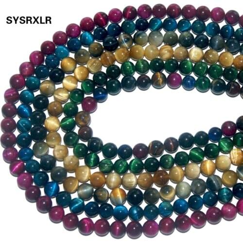 Wholesale Natural Stone Tiger Eye Beads Stone Round Gem Beads For Jewelry Making DIY Bracelet Necklace Material 4/6/8/10/12 MM